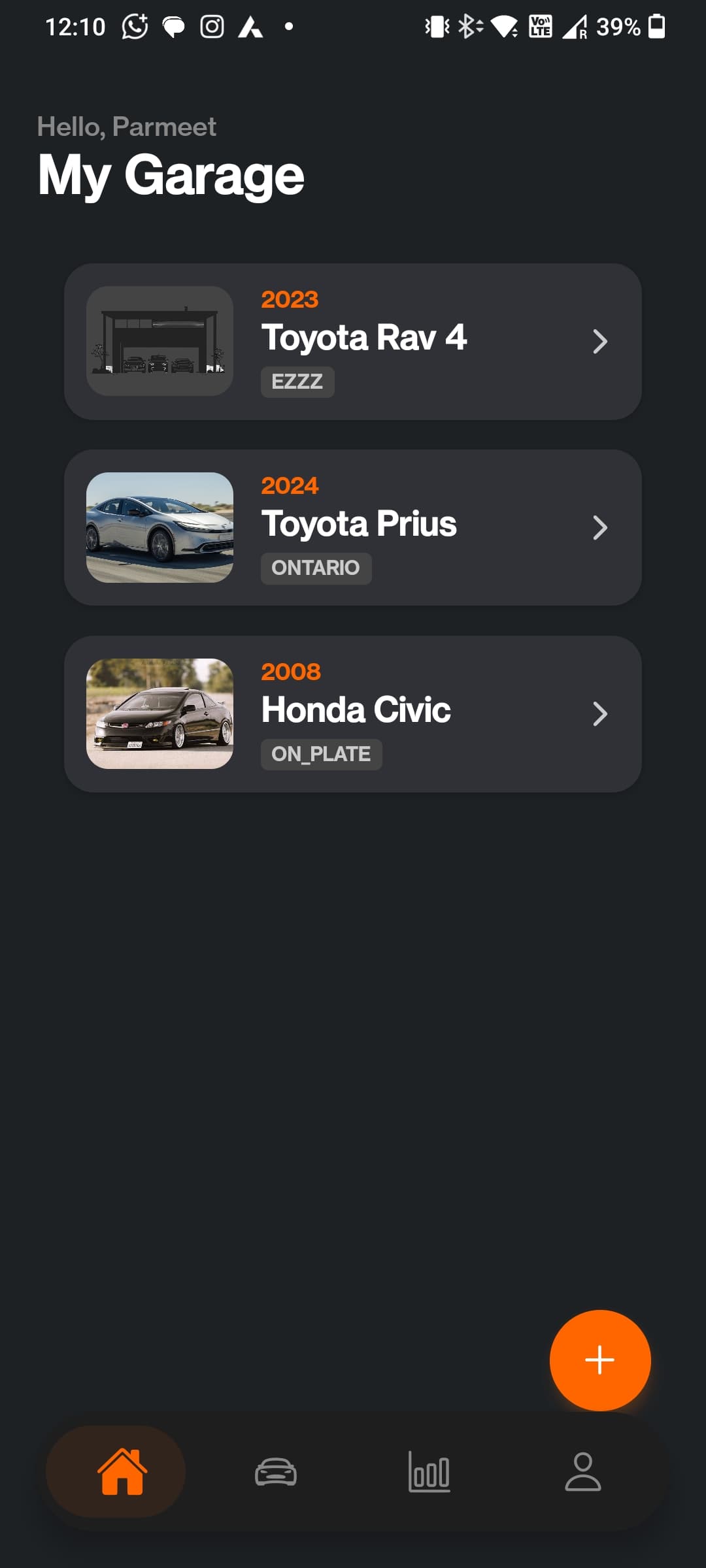 AutoLog App Dashboard